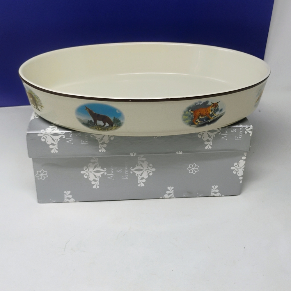 National Wildlife Federation Cream Oval Dish with Wildlife Motif